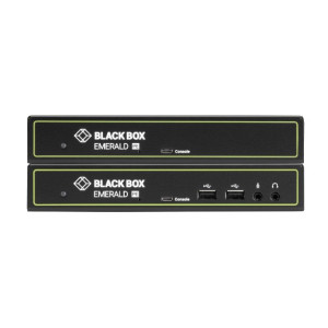 Black Box EMD2000PE-K DVI KVM-over-IP Extender Kit, Single-Monitor, DVI-D, USB 2.0, Audio, PoE, Dual Network Ports RJ45 and SFP
